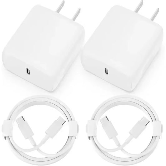 USB C Charger, 2-Pack 20W USB C Fast Wall Charger Block with 2-Pack 6-Foot USB-C to C Cable (For Iphone), Samsung Series, Etc.