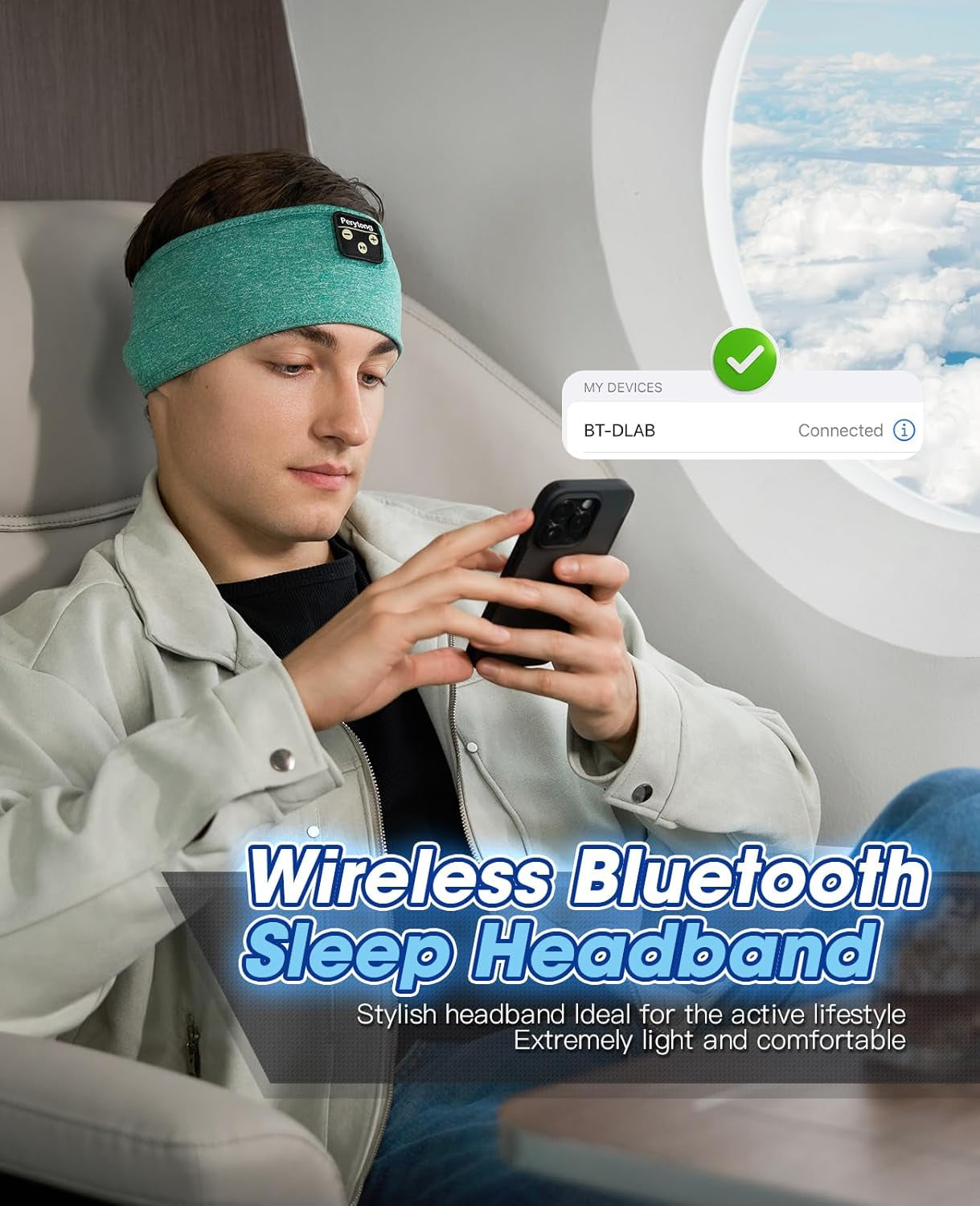 Sleep Headphones,  Bluetooth Sports Headband Headphones with Ultra-Thin HD Stereo Speakers Perfect for Sleeping,Workout,Jogging,Yoga,Insomnia, Air Travel, Meditation