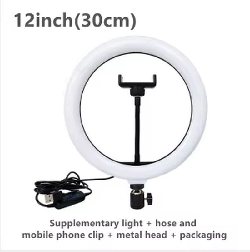 8/10Inch Selfie Ring Light RGB Tripod Phone Stand Holder Photography Ringlight Circle Fill Light Led Color Lamp Trepied Makeup