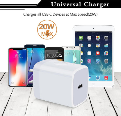 USB C Wall Charger,2Pack 20W USB C Block PD Fast Charger Type C Wall Adapter for Iphone 15 14 13 12 11 Pro Max,Se,8 7 6 Plus,Ipad,Samsung Galaxy S23 S22 S21 Ultra S20 A14 A13 A33 A03S,Pixel 7 6 6A 5A