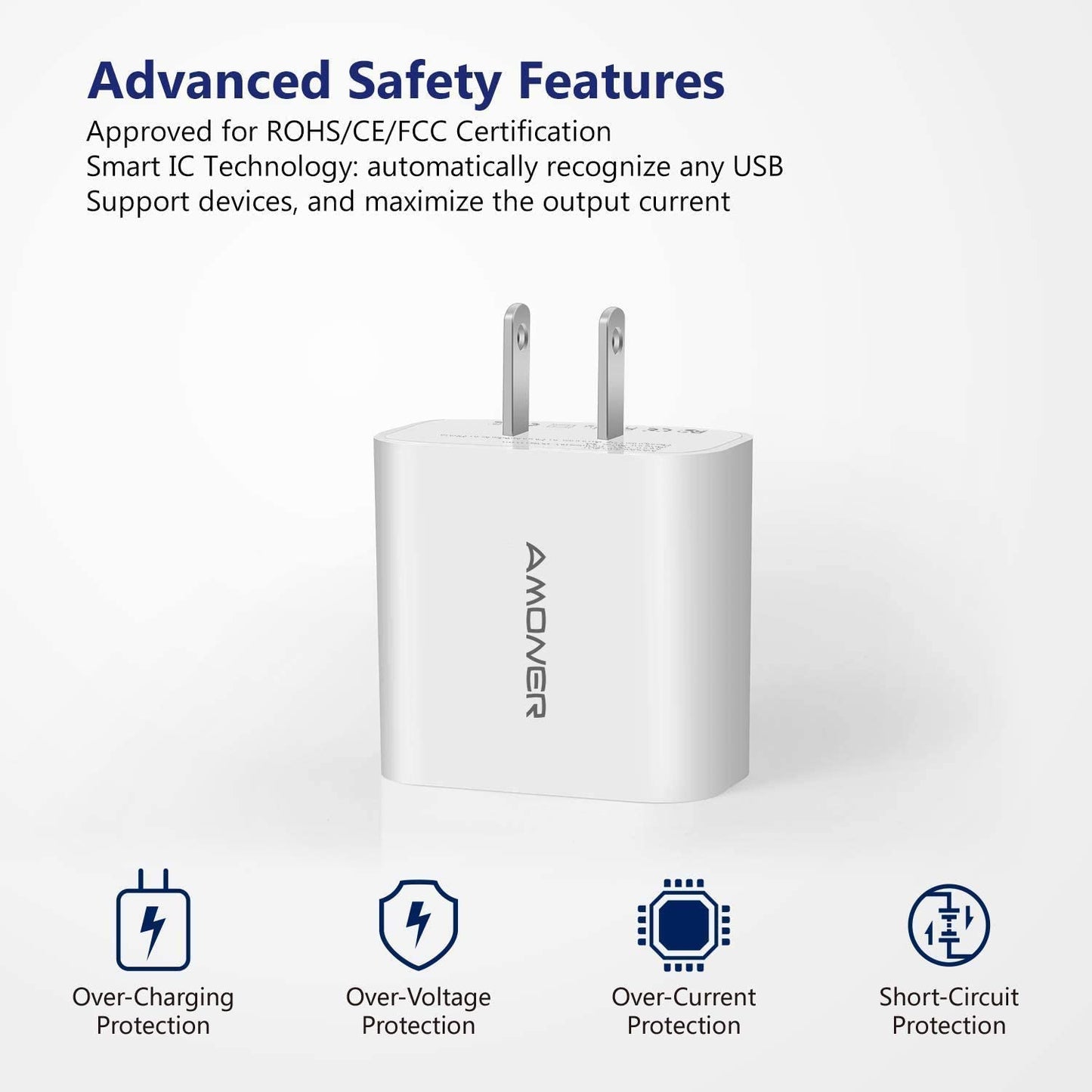 USB Wall Charger,  2Pack 15W 3-Port USB Plug Cube USB Cube Power Adapter for Iphone 14/13/12/11/Pro/Promax/Xs/Xr/X/8, Galaxy S22 S21 and More and More