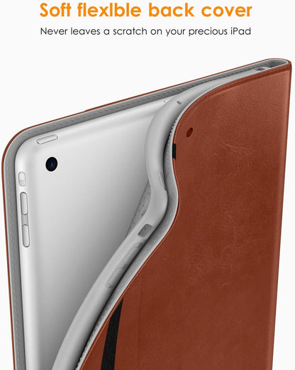 Ipad Mini 1 2 3 Case, Premium Leather Folio Stand Cover Case with Multi-Angle Viewing and Auto Wake-Sleep Function, Front Pocket for Apple Ipad Mini 1/Mini 2/Mini 3 - Brown