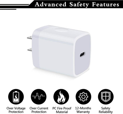 USB C Wall Charger,2Pack 20W USB C Block PD Fast Charger Type C Wall Adapter for Iphone 15 14 13 12 11 Pro Max,Se,8 7 6 Plus,Ipad,Samsung Galaxy S23 S22 S21 Ultra S20 A14 A13 A33 A03S,Pixel 7 6 6A 5A