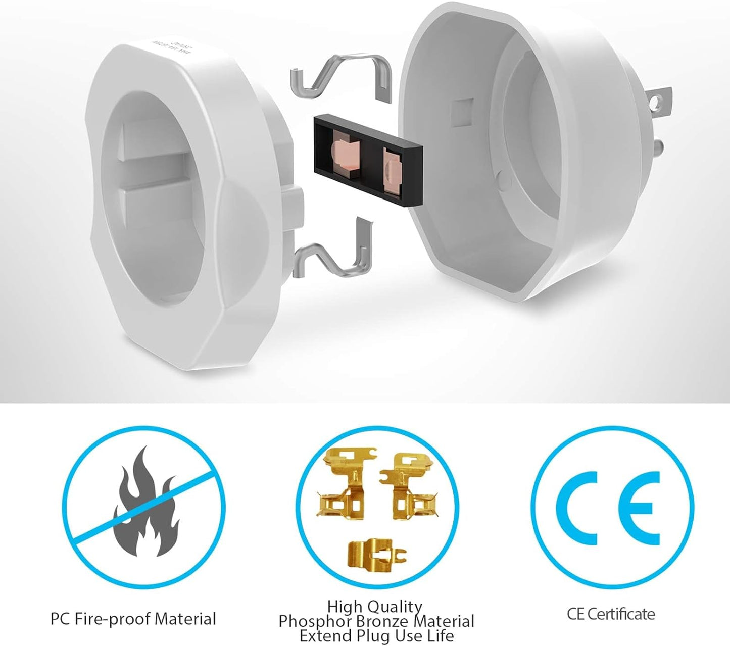 [1-Pack] Europe to US Plug Adapter,  European to US Plug Adapter, EU to US Plug Adapter, Europe to USA Travel Converter for Most of Europe EU Spain France Type C/E/F Plugs to US Power Adapter