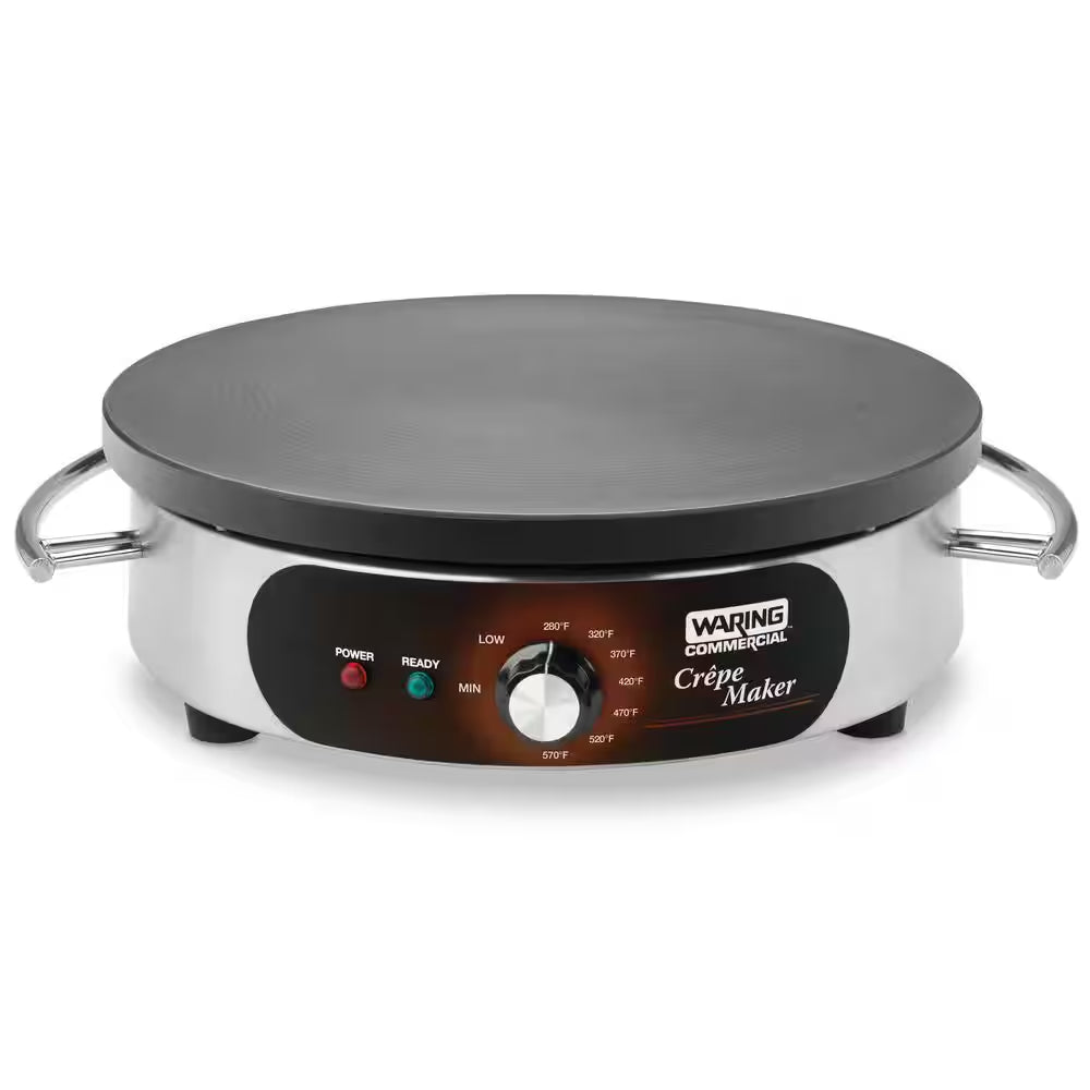 Silver 16 In. Electric Crepe Maker 208-Volt/240-Volt, 2170-Watt/2880-Watt, Spreader and Spatula Included