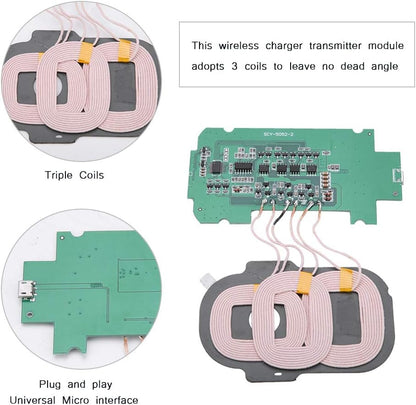 5W Wireless Charger Transmitter Module - Adopts 3 Coils - Built-In Short-Circuit Protection, Over-Voltage Protection - Wide Compatibility - DIY Wireless Charger Parts …