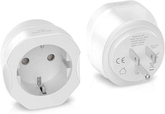 [1-Pack] Europe to US Plug Adapter,  European to US Plug Adapter, EU to US Plug Adapter, Europe to USA Travel Converter for Most of Europe EU Spain France Type C/E/F Plugs to US Power Adapter